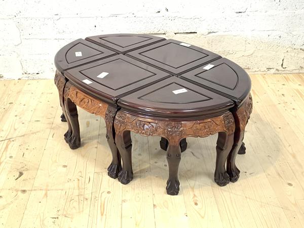 An early 20th century mahogany piano stool, with hinged needlework upholstered seat, raised on turned reeded supports, H60cm, W53cm, D36cm, £40-60