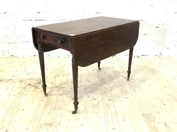 A Chippendale style mahogany side table, rectangular top over figured frieze, raised on blind fret carved square section supports with a chamfered inner edge terminating in blocks, H73cm, W97cm, D50cm, £50-80
